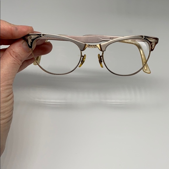 Vintage cat eye glasses two tone 10k RGP Engraved - Picture 8 of 9